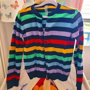 Primary crayon rainbow color cardigan sweater size 10